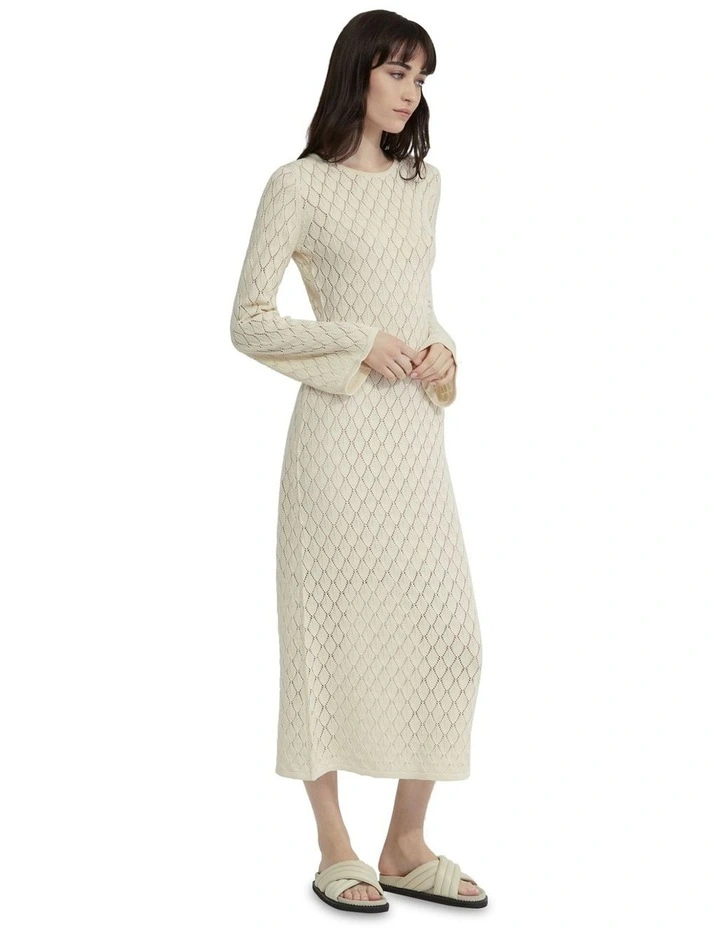 Aime Pointelle Dress With Slip in Ecru