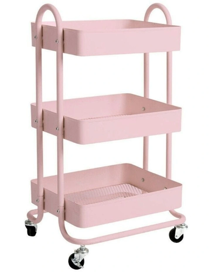 Kitchen Trolley Cart 3 Tier in Pink