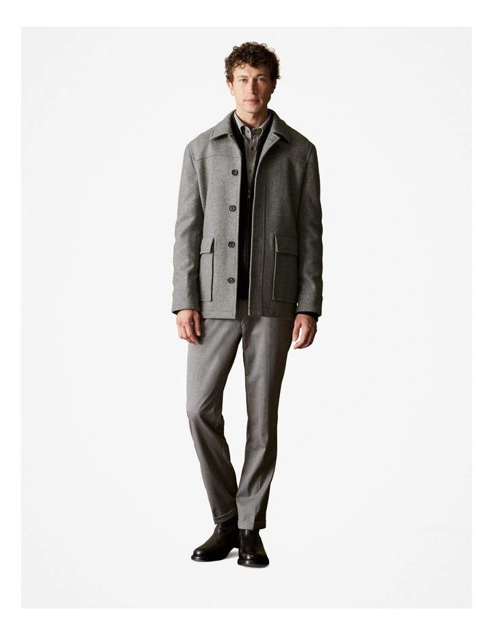 Italian Wool Blend Donkey Jacket in Charcoal