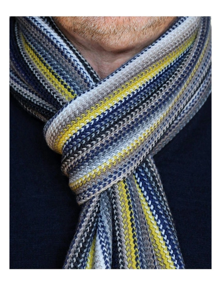Myles Multi Stripe Scarf in Yellow