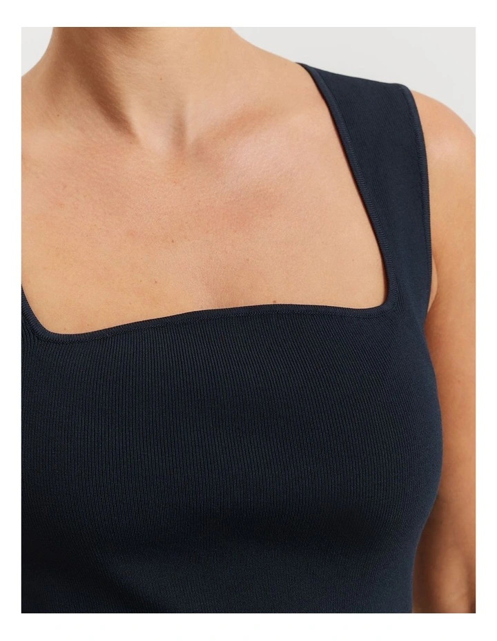 Square Knit Cami in Midnight Blue