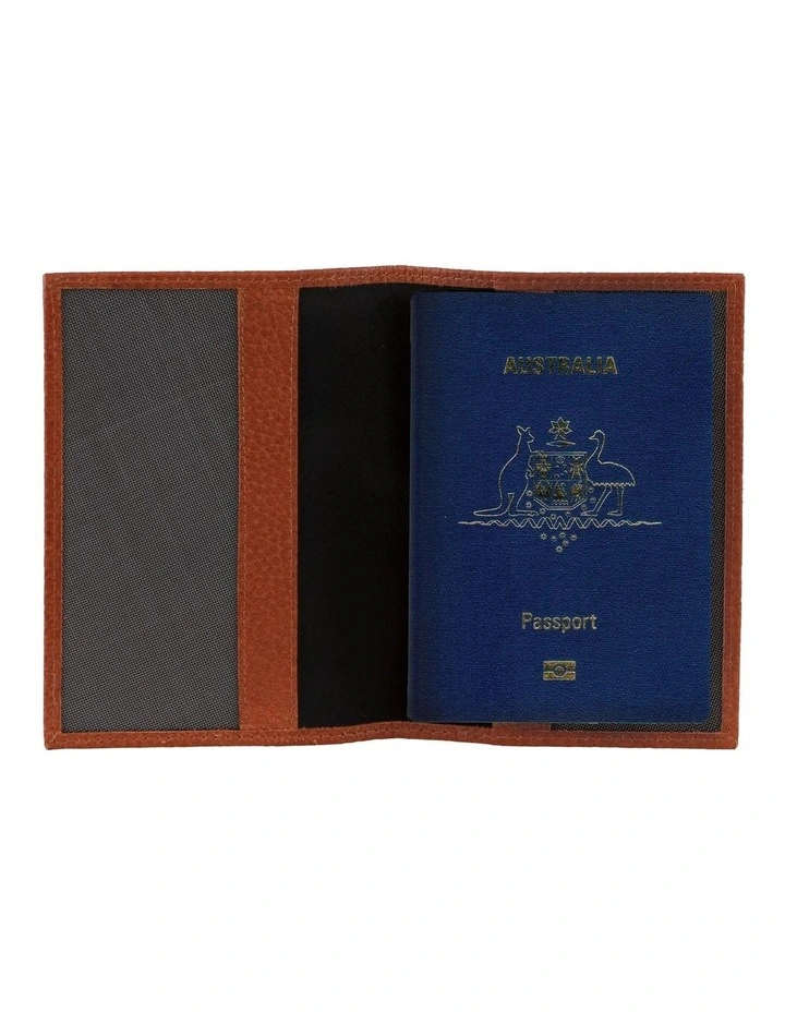 Leather Passport Wallet Cover in Cognac