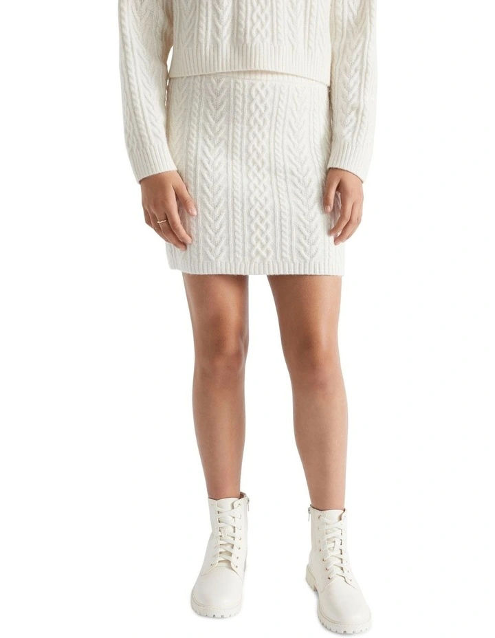 Cable Knit Skirt in Vintage Cream