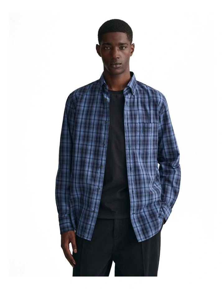 Regular Fit Plaid Archive Poplin Shirt in Salty Sea