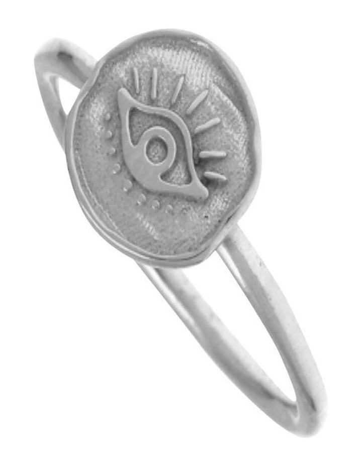Funky Metal Symbolic Eye Ring in Silver