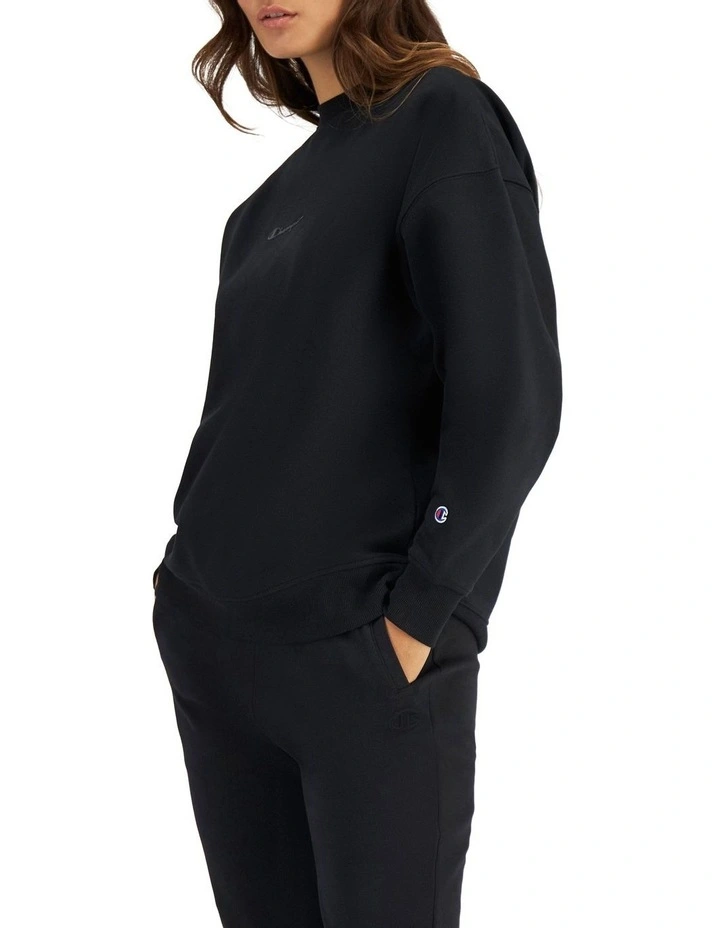 Champion Script Tonal Crew Sweater in Black