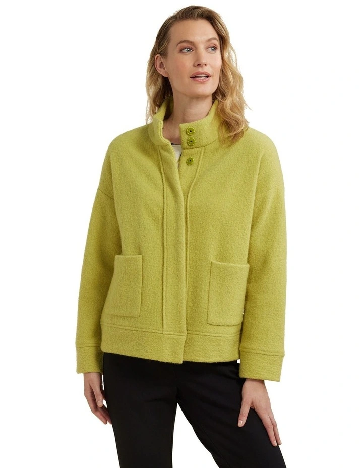 Cropped Wool Jacket in Green