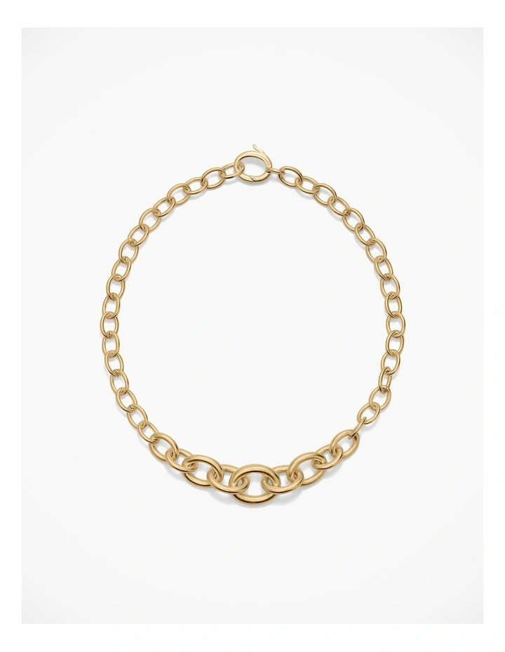 Oval Link Necklace in Satin Gold