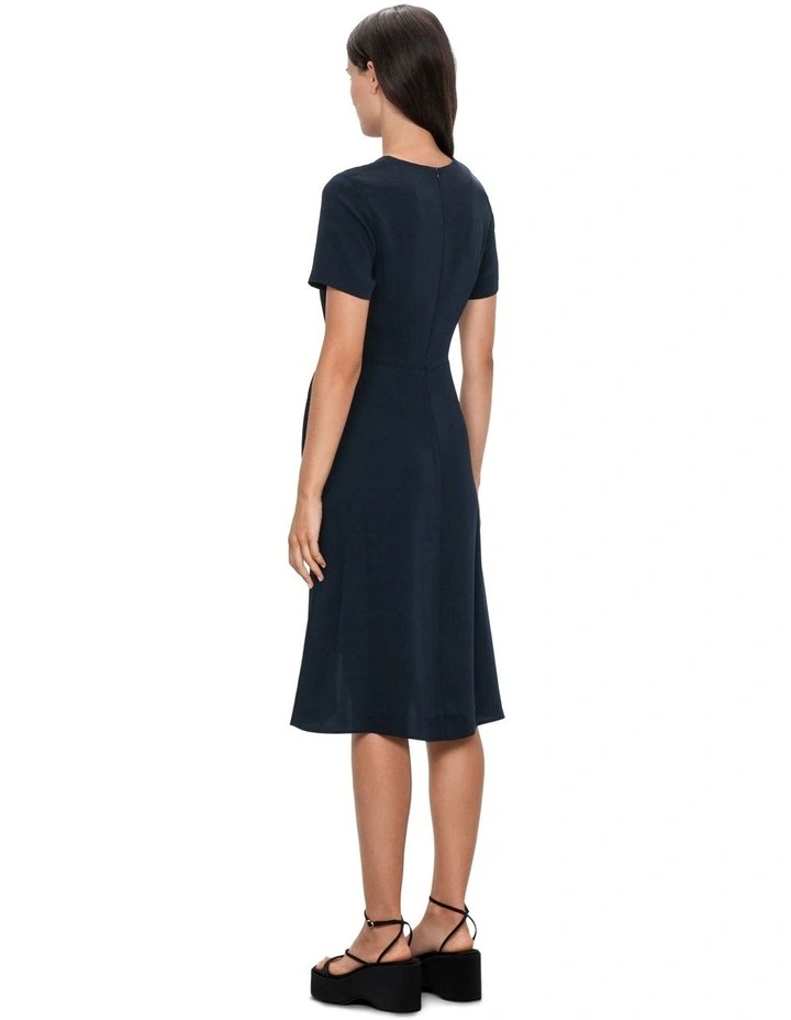 Smooth Twill Wrap Dress in Ink