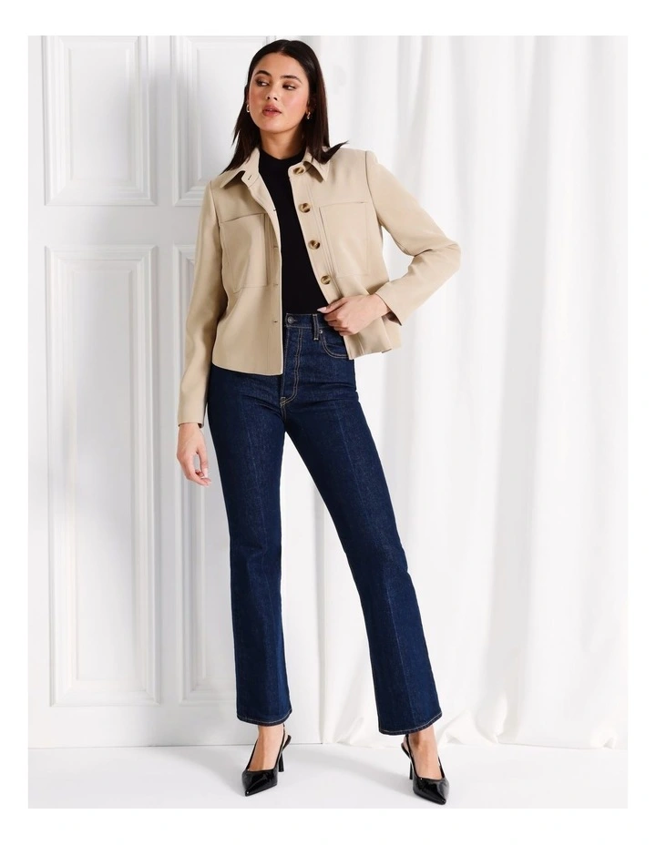 Button Up Cropped Jacket in Stone