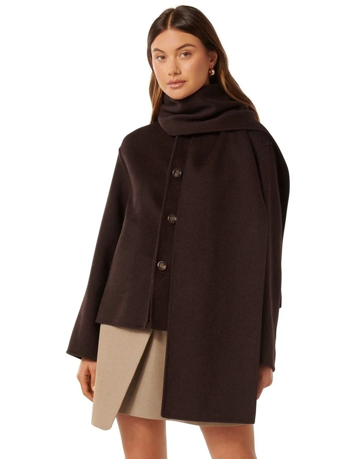 Stella Scarf Coat in Brown
