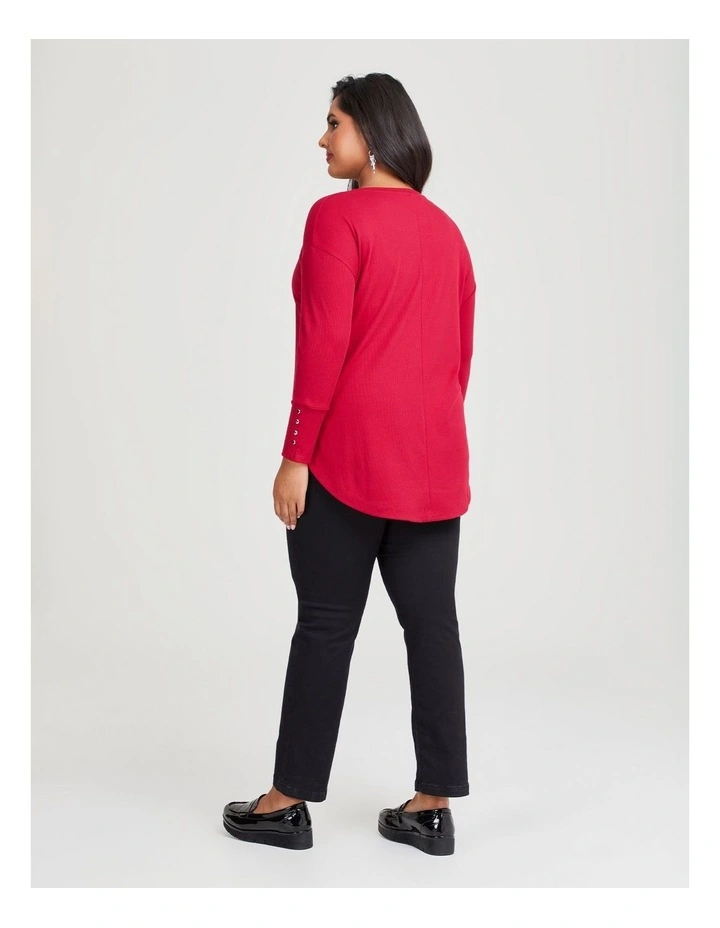 Rib Hi-lo Top in Persian Red