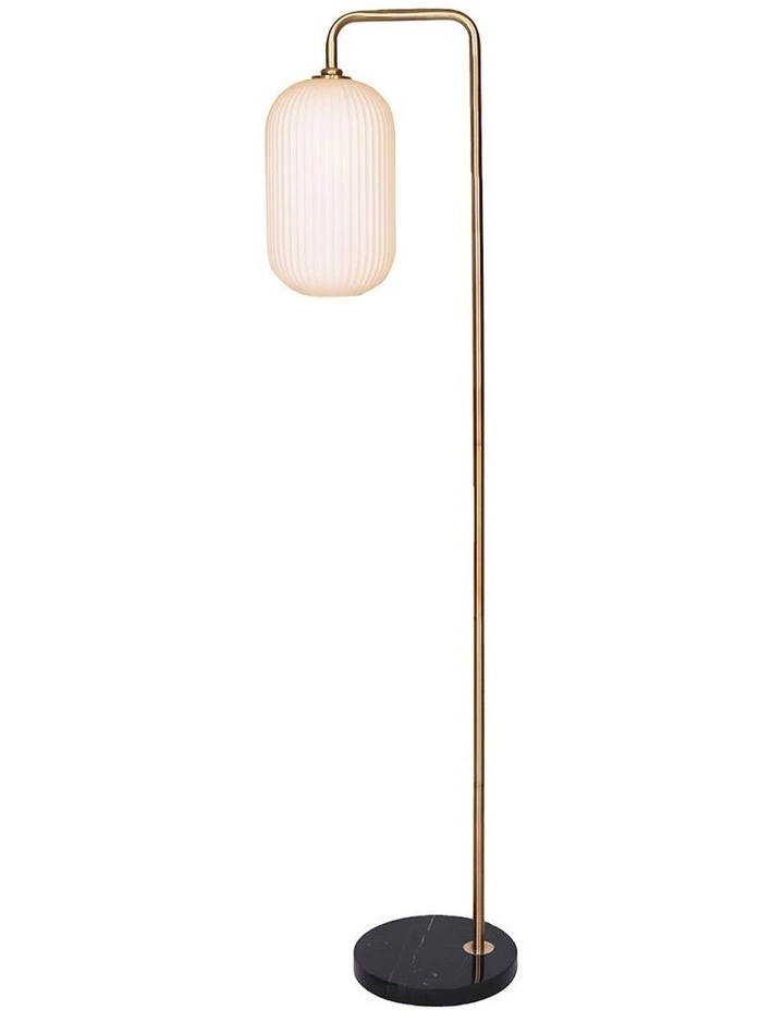 Metal Floor Lamp with Opal Glass Shade