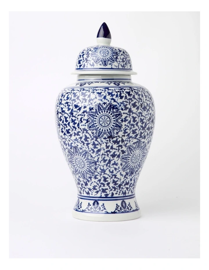 Hand Painted Large Ginger Jar 25x46cm in Blue