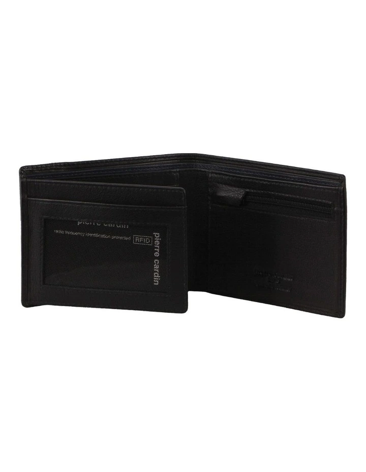 Leather 2-Tone Bi-Fold Wallet in Black