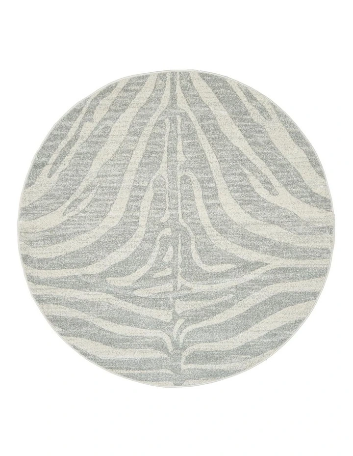 Chrome Savannah Round Rug in Silver