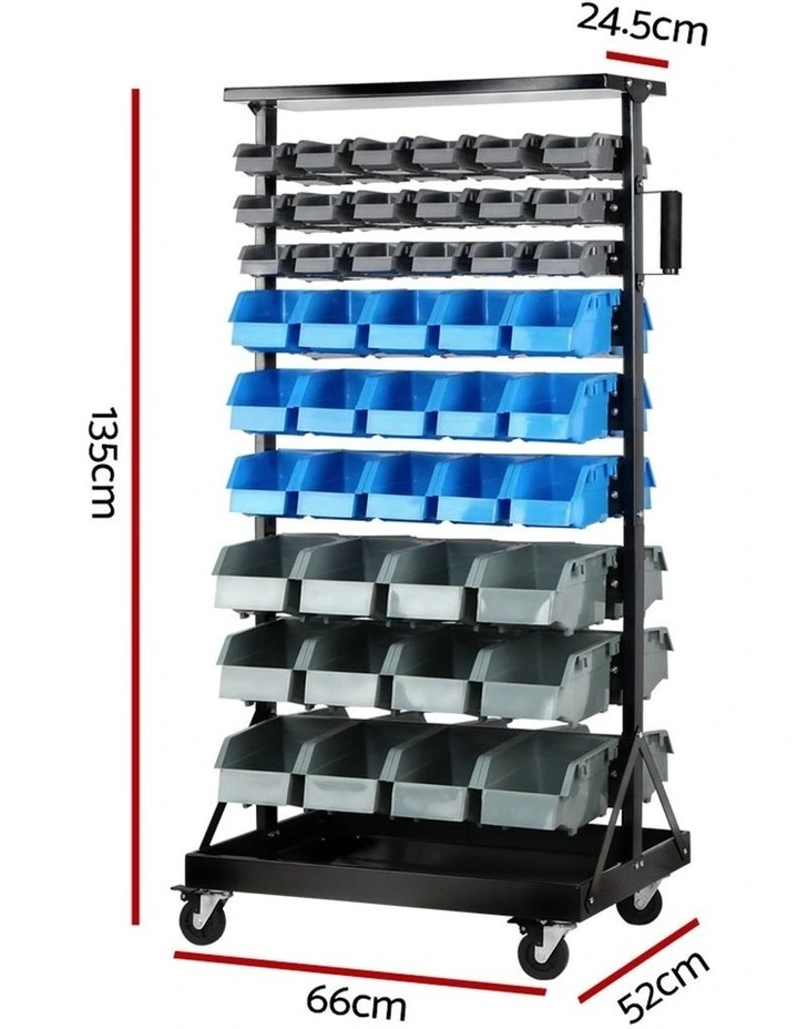 Giantz 90 Bins Storage Rack Warehouse Work Garage Tools Parts Shelving Wheels
