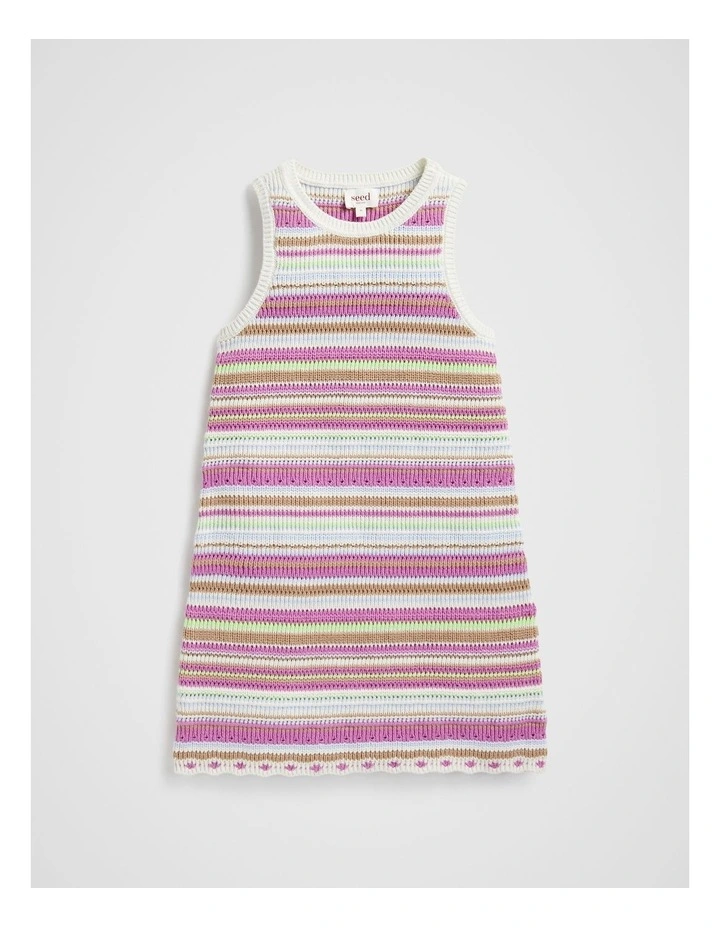 Crochet Knit Dress in Multi