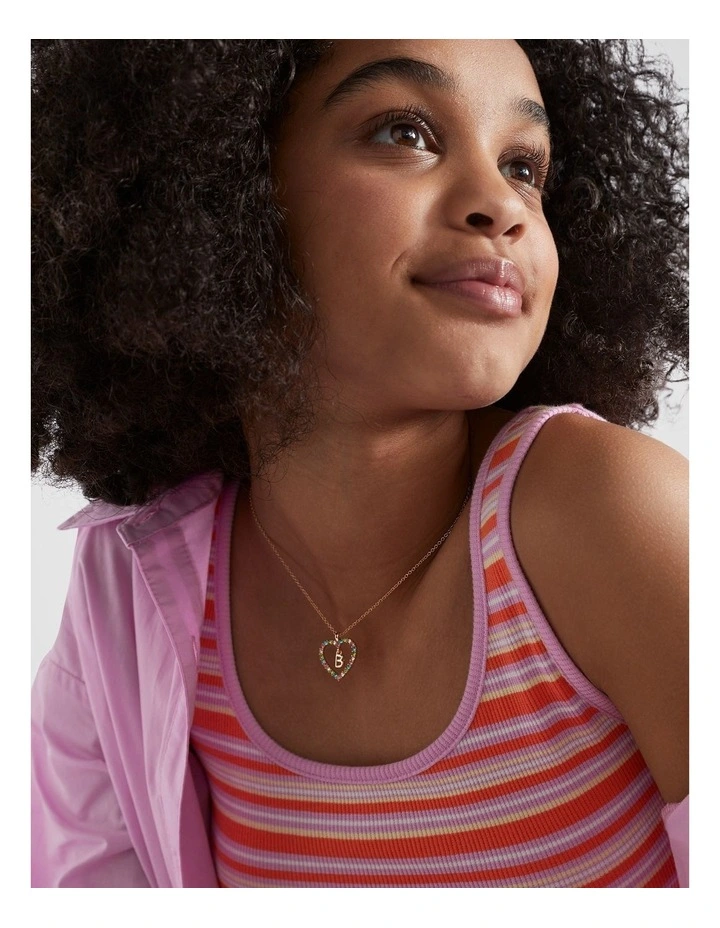 Rainbow Heart Initial "L" Necklace