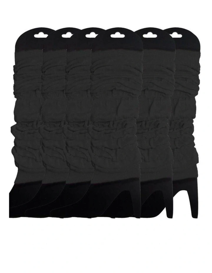 Knitted Leg Warmers 6 Pack in Black