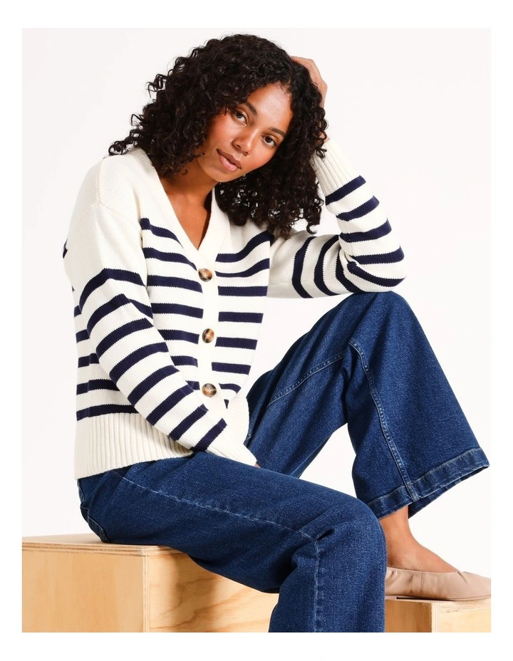Short Button Through Cardi in Navy