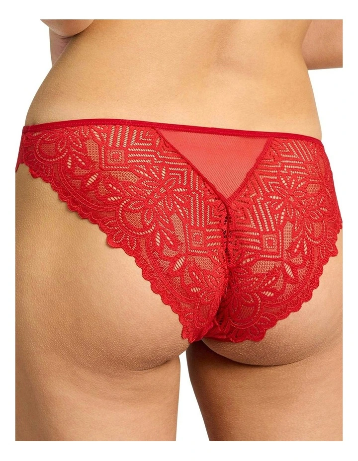 Lyse High Cut Cheeky Lace Brief in Pompei Red