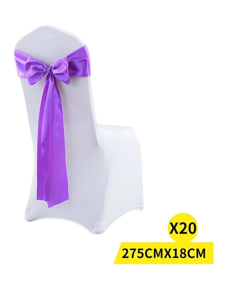 Satin Chair Sashes Covers Decorations x20 in Purple