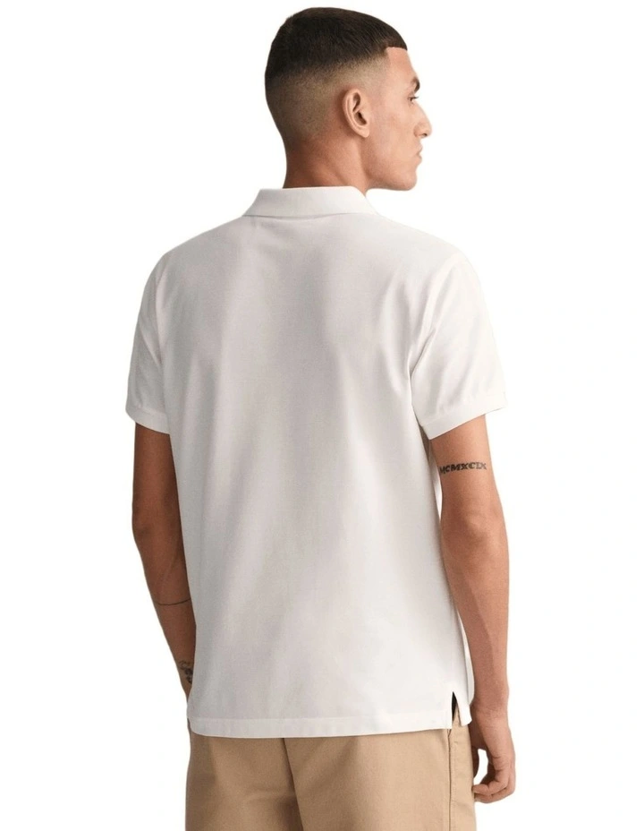 Slim Fit Shield Pique Polo Shirt in White