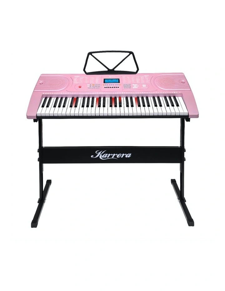 Karrera 61 Keys Electronic Led Piano Keyboard with Stand in Pink
