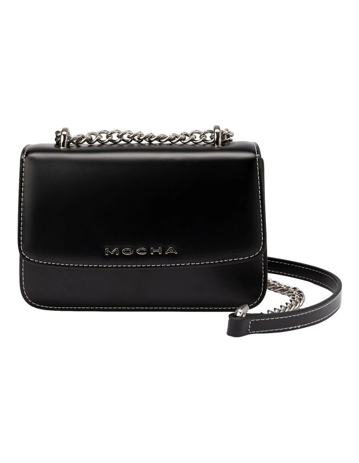 Alicia Glossy Leather Crossbody in Black