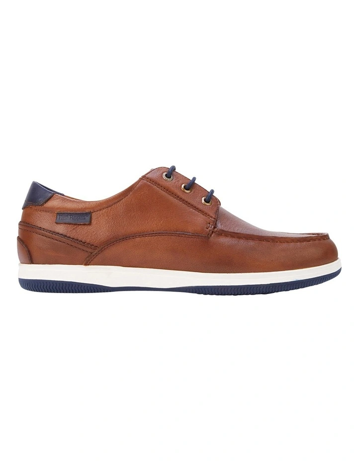 Dusty Dark Tan Leather Lace Up Boat Shoe
