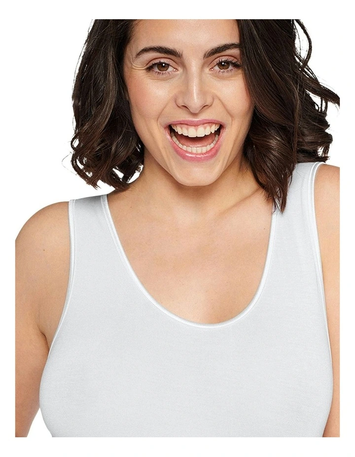 Organic Cotton Sleeveless Tank Top in White