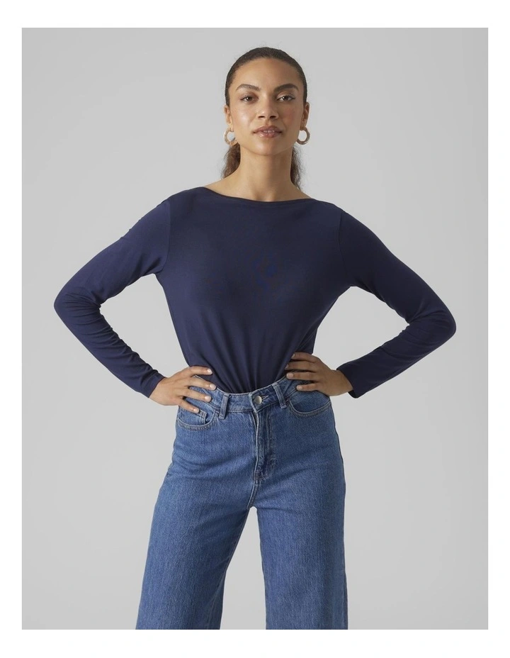 Ava Boatneck Top in Navy