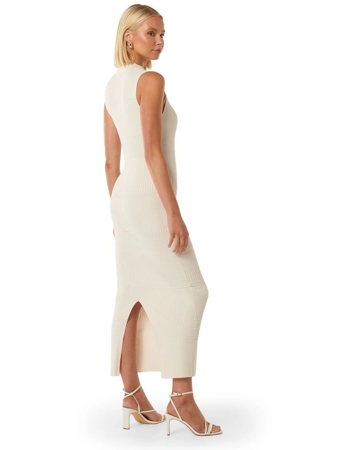 Lexi Sleeveless Self Knit Midi Dress in Cream