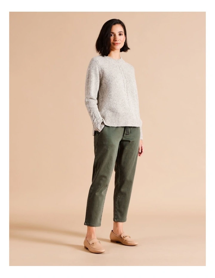 Organic Cotton Blend Relaxed Stretch Denim Pant In Khaki