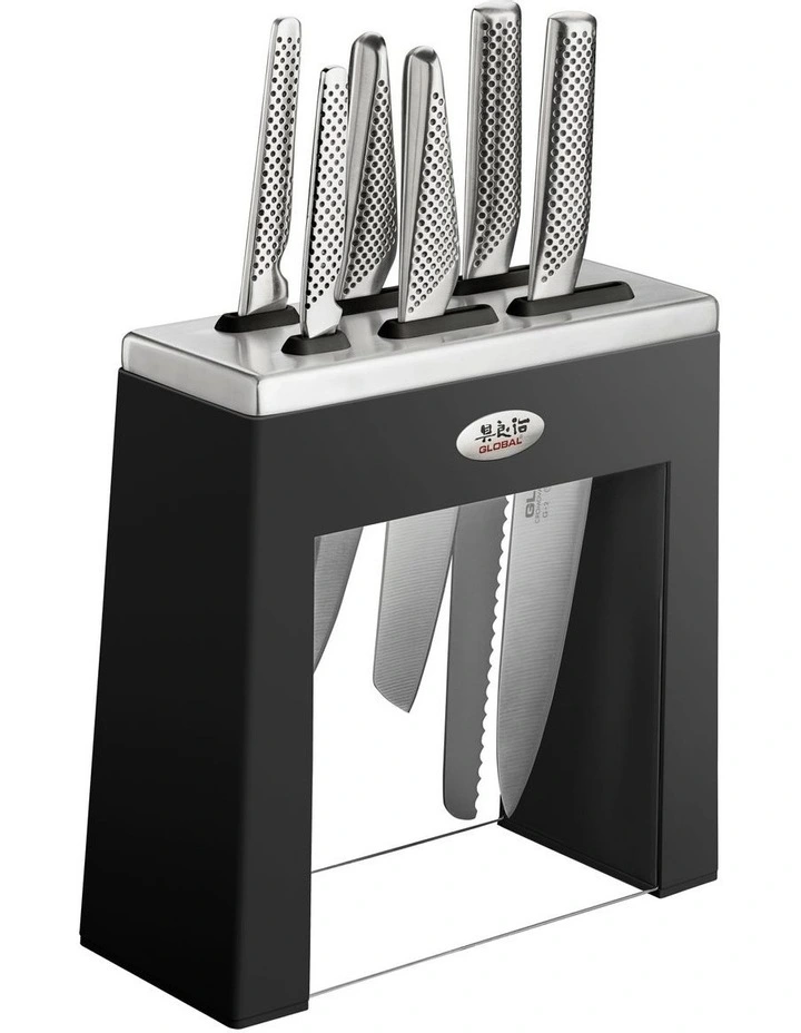 Kabuto Knife Block Set 7 Piece in Black/Stainless Steel