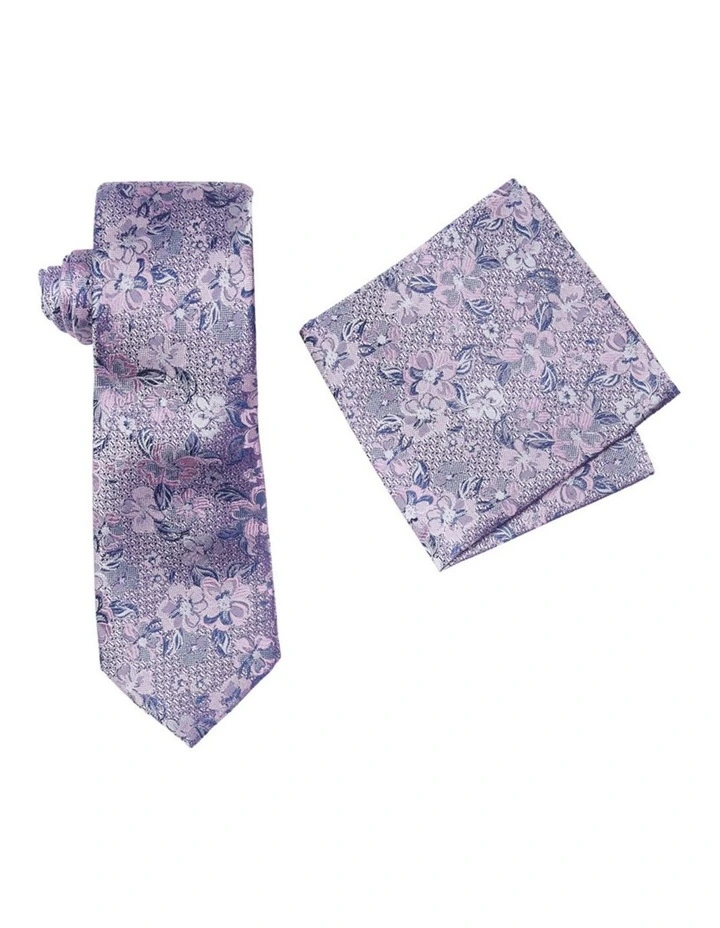 Zenetti Paisley Silk Tie & Hank Set in Pink