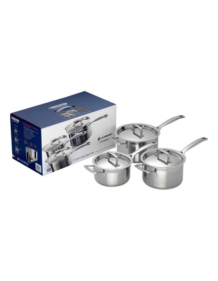 Classic 3-Ply Stainless Steel 3pc Saucepan Set