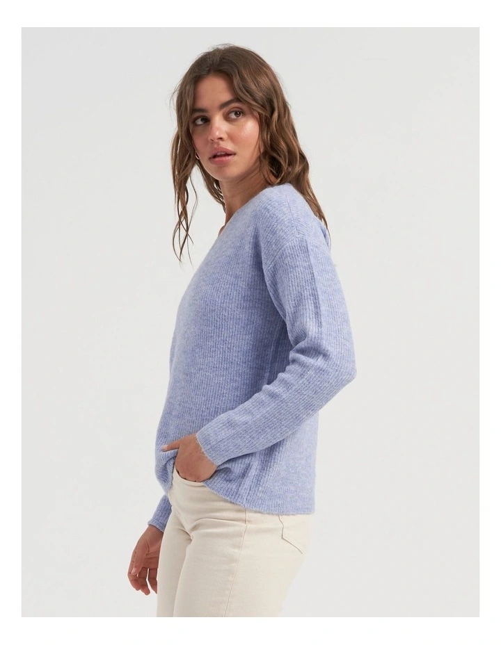 Camilla V-Neck Knit Pullover in Blue
