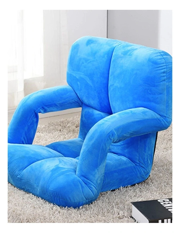 Foldable Floor Lounge Recliner Chair With Armrest in Blue