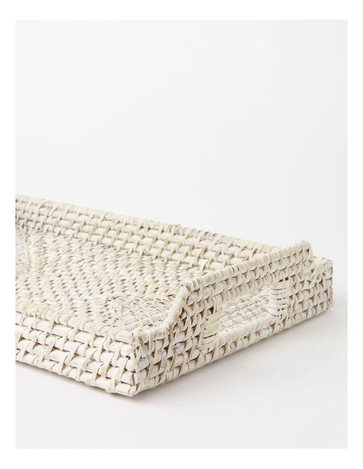Highbrook Woven Rectangle Tray 40cm in White