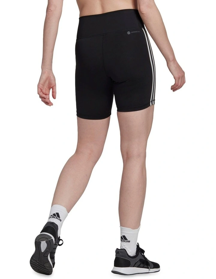 Train Essentials 3 Stripe Logo Short Tights in Black