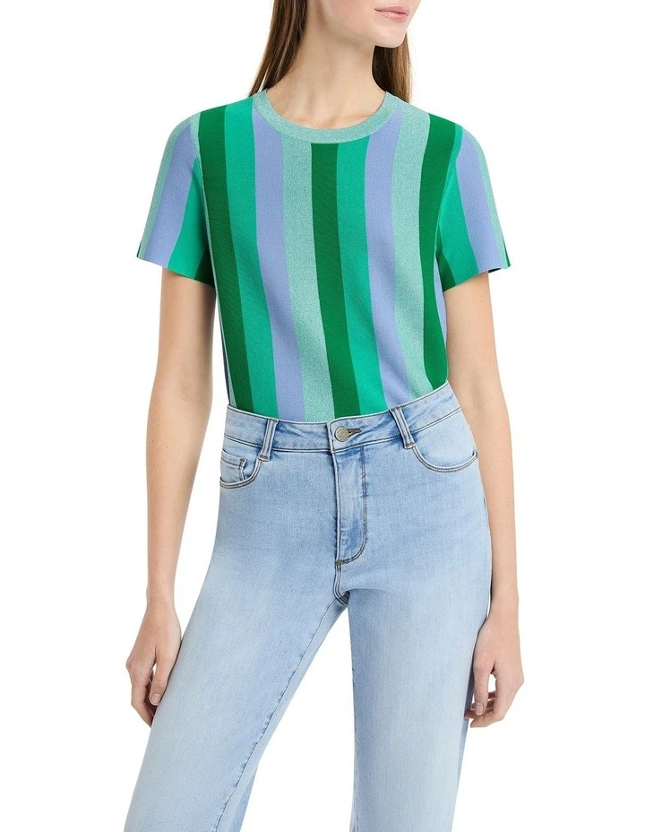 The Gambit Stripe Knit Top in Green