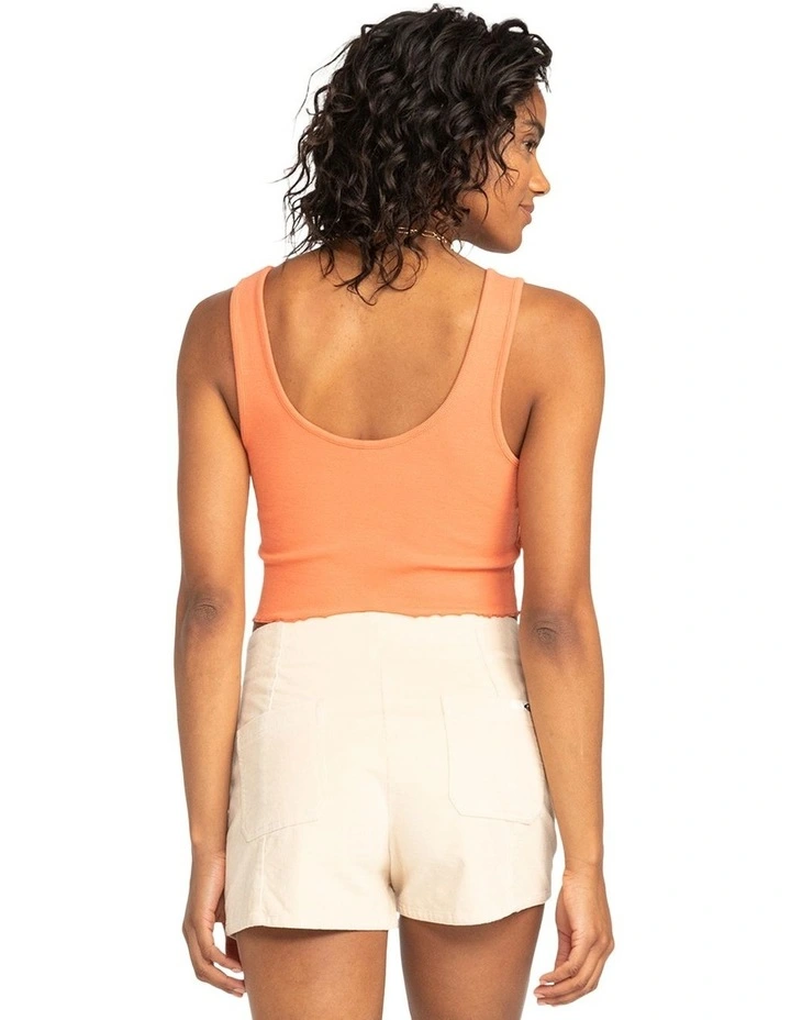 Keep It Wavy Ribbed Tank Top in Apricot Brandy