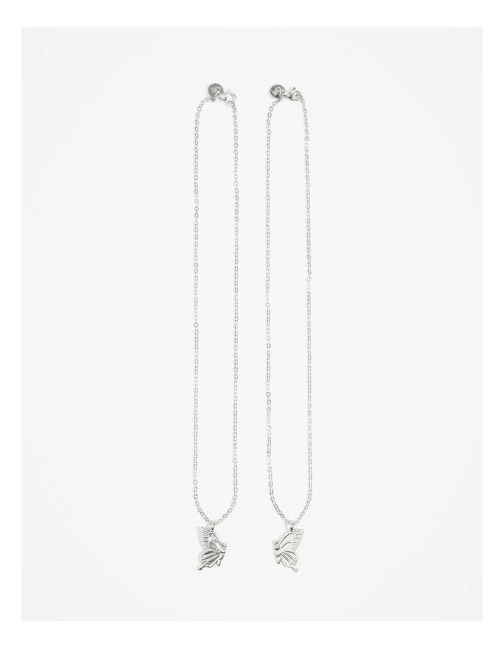 Butterfly Bff Necklace Pack Of 2 in Silver