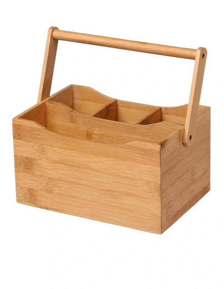 Sherwood Home Bamboo Cutlery Caddy in Natural Brown
