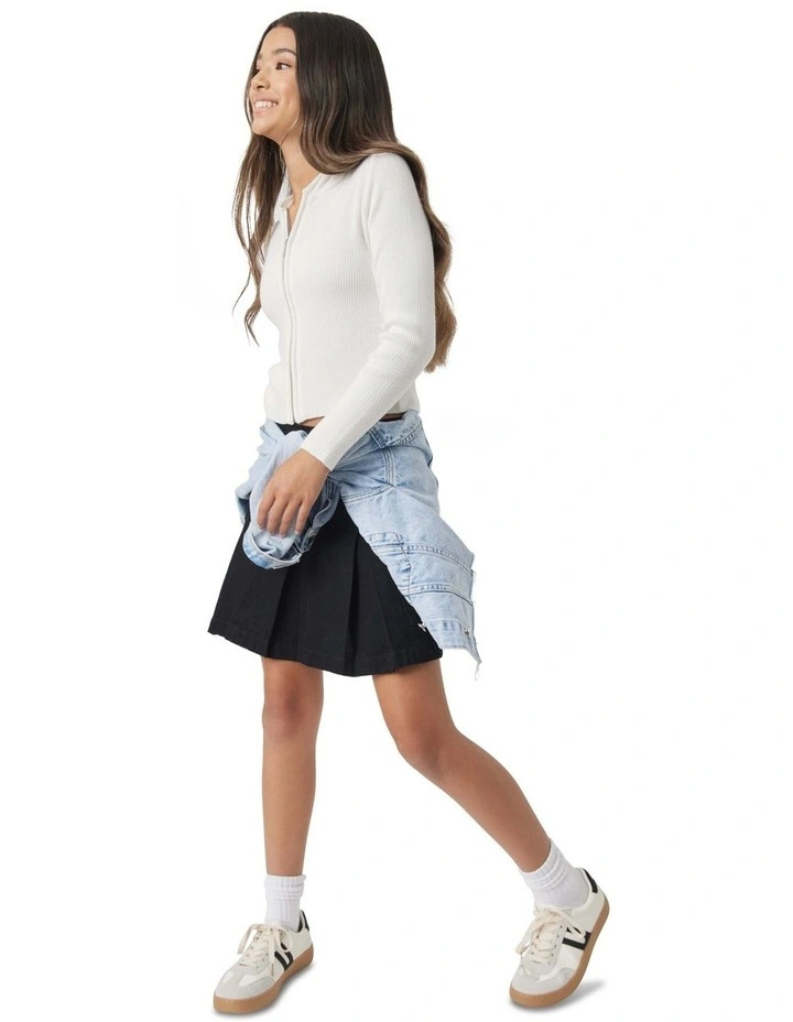 Bree Zip Up Hooded Knit Top in Cream
