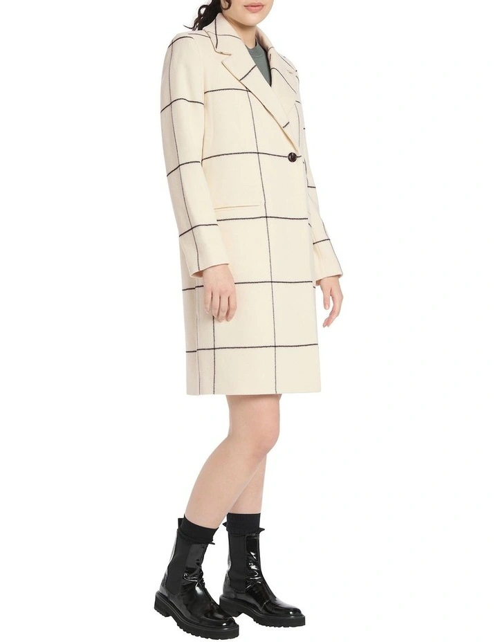 Paris Check Coat in Ivory Multi