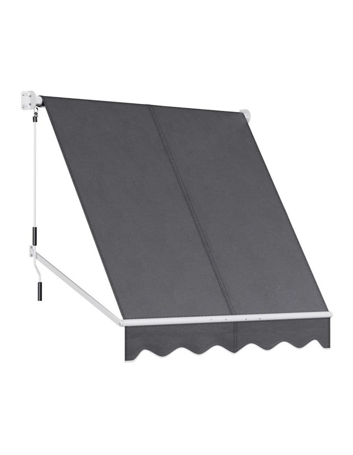 Retractable Fixed Pivot Arm Window Awning 2.1 x 2.1m in Grey