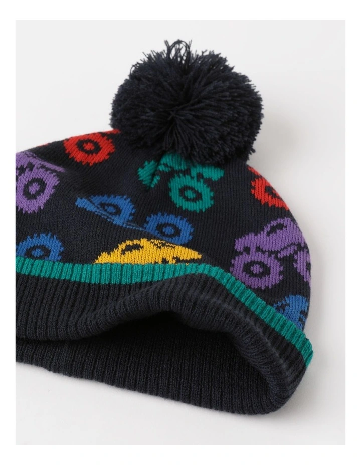 Monster Truck Jacquard Beanie in Black